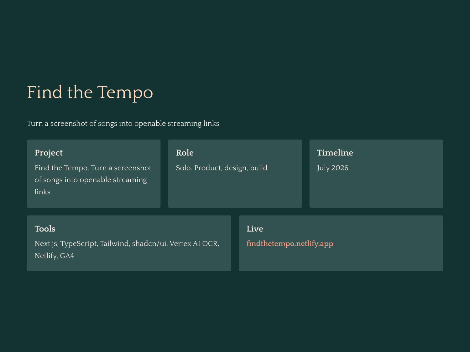 Find the Tempo case study, page 1: Snapshot
